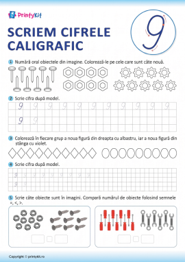 Scriem cifrele caligrafic (cifra 9)