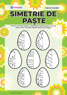Planșă de colorat „Simetrie de Paște”