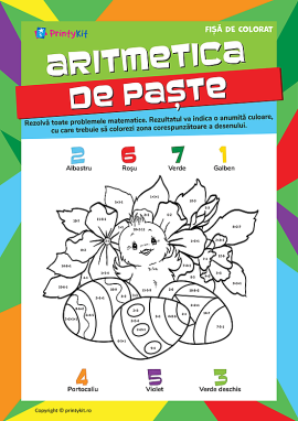 Planșă de colorat „Aritmetică de Paște”
