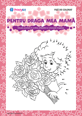 Planșă de colorat după alfabet „Pentru draga mea mamă”