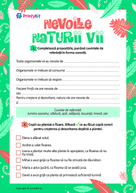 Învățăm nevoile naturii vii