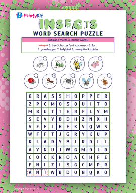 Puzzle „Insecte” (limba engleză)