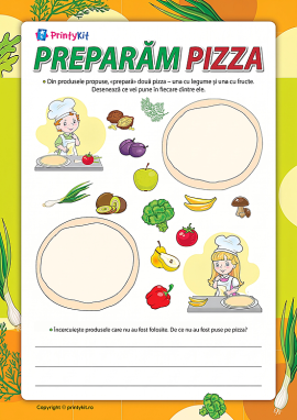 Pregătim pizza: sortăm fructele și legumele