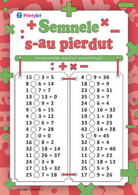 Plasarea semnelor aritmetice