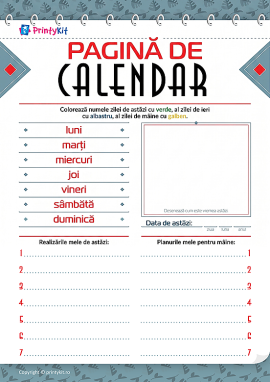 Pagină de calendar: realizări și planuri